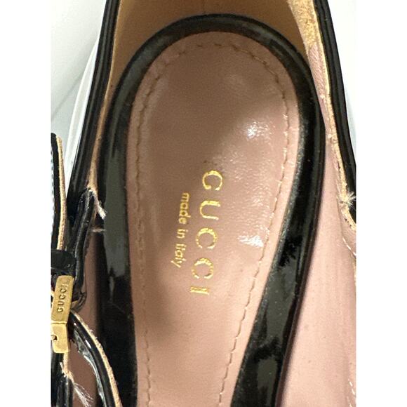 Gucci Lisbeth Black Patent Leather Triple Strap Mary Jane Heels IT 38 / US 8 - Picture 6 of 16
